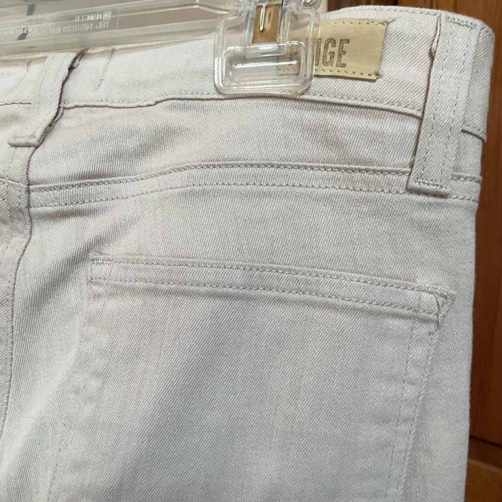 Paige Denim Cara Color Block Beige Ivory Ankle Zip Jeans Size 27 - Picture 9 of 10